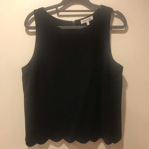 MONTEAU scallop trim sleeveless shell tank black M